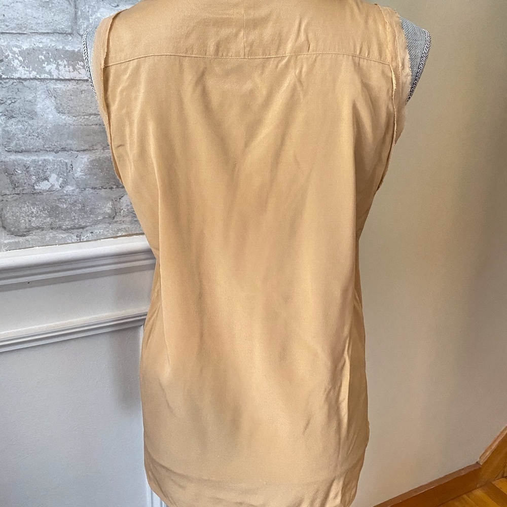 GOTHA SILK SLEEVELESS CAMEL BLOUSE - Picture 4 of 5